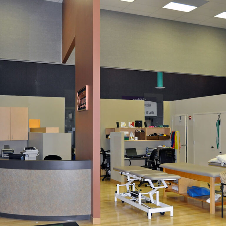 A fast-track design/build interior build-out of a new high-end physical therapy office, including custom millwork, new wall/floor finishes and coordination with the health club.