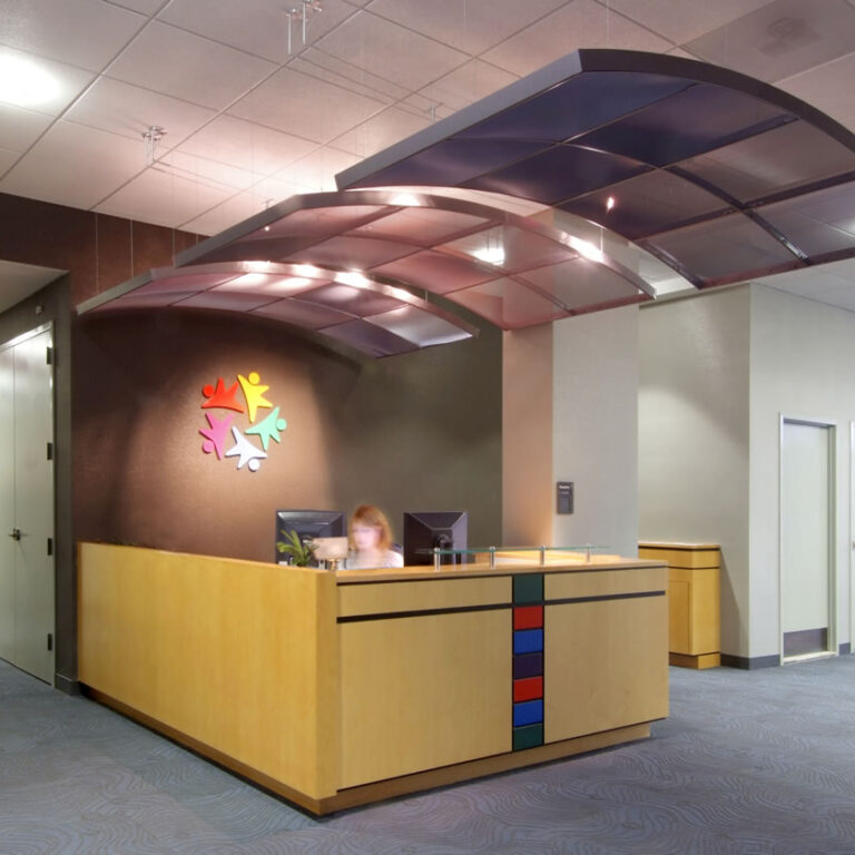 24,000 sf multi-phase renovation of an occupied 2-story office building, including ADA elevator upgrades, new fire alarm system, new fire sprinkler system, new main electrical service, all new floor/wall finishes, custom millwork.